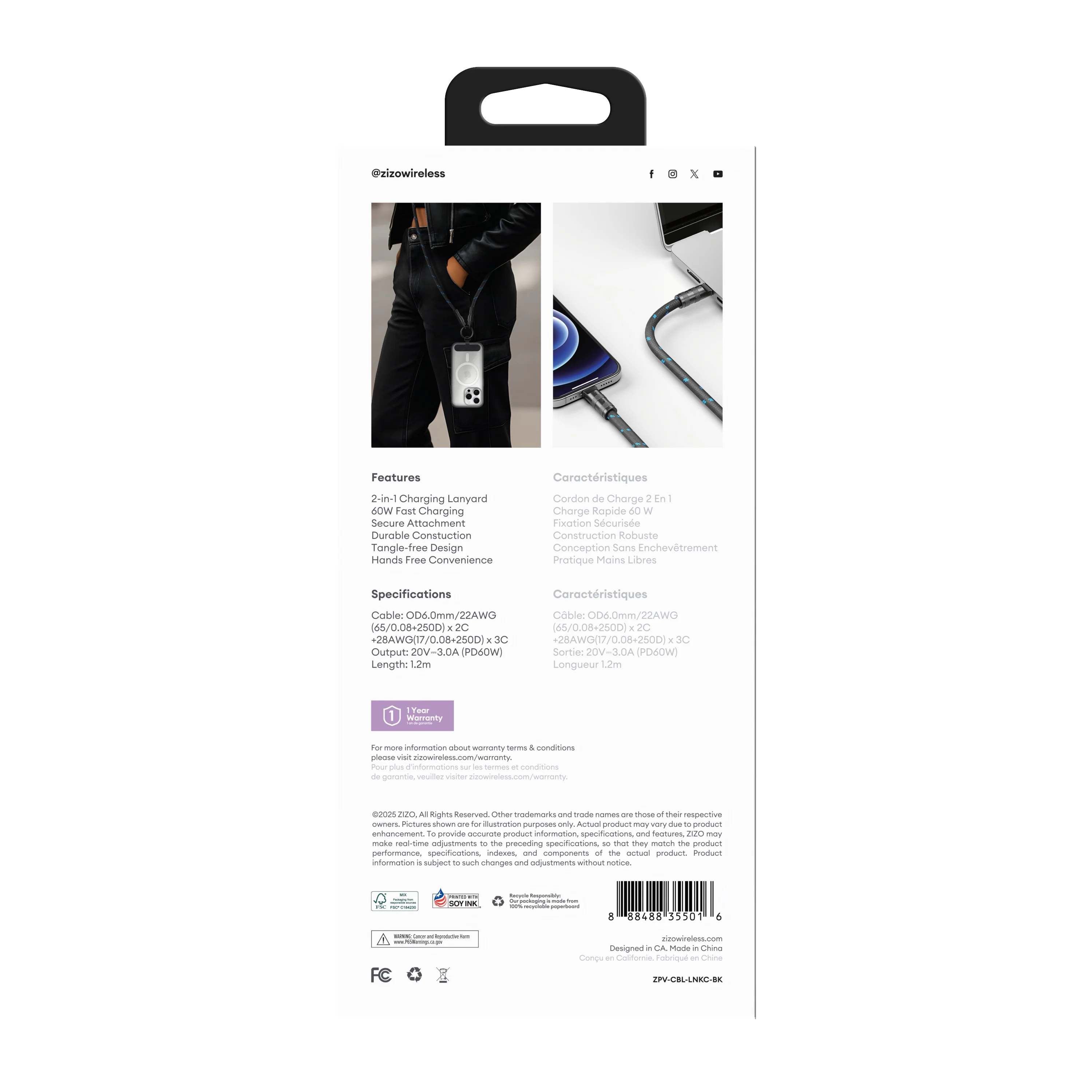 ZIZO PowerVault Link+ Lanyard USB-C Cable - Black - Image 7